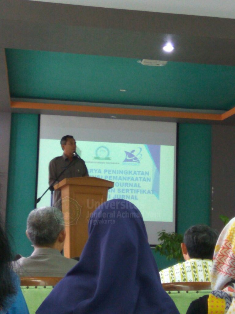 Sambutan Rektor UNJANI Yogyakarta di lokakarya peningkatan pemanfaatan database e-journal